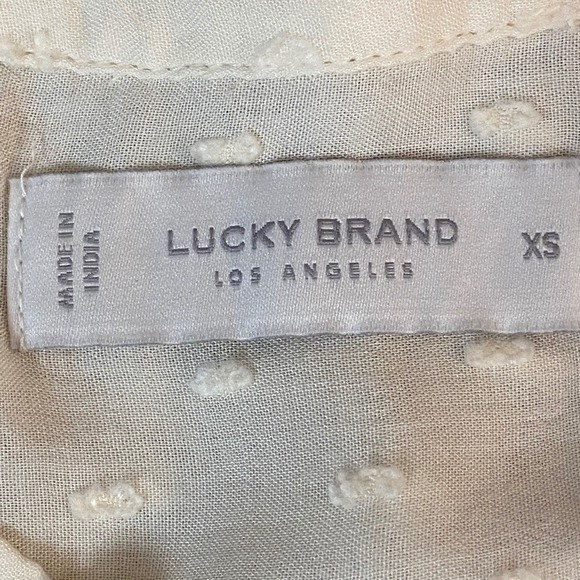 Lucky Brand Women's Swiss Dot Blouse Ruffled Collar Long Sleeve Top XS - Picture 3 of 9